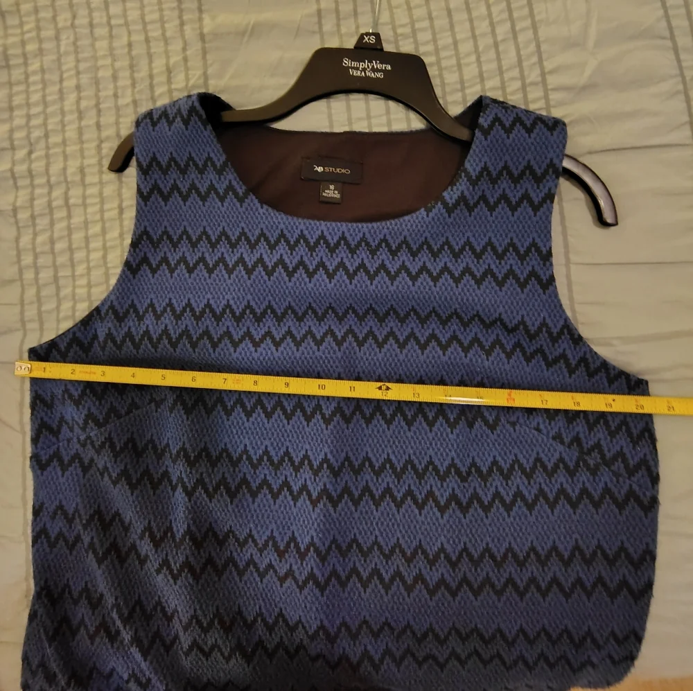 AB Studio Blue and Black Zigzag Mini Dress - Picture 2 of 5